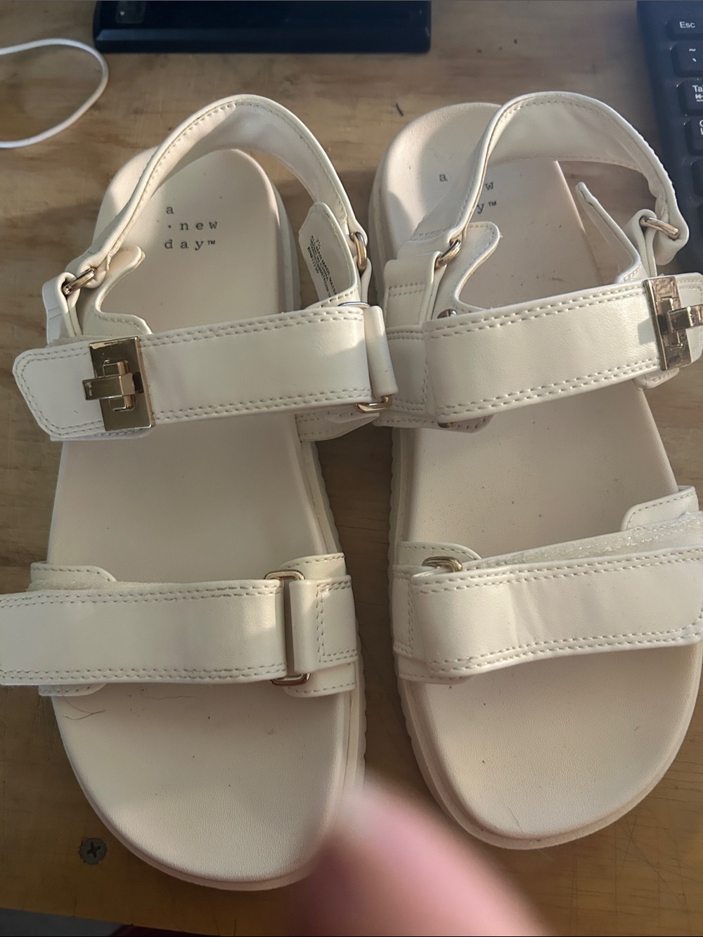 a new day Cream Strappy Sandals with Gold Buckle